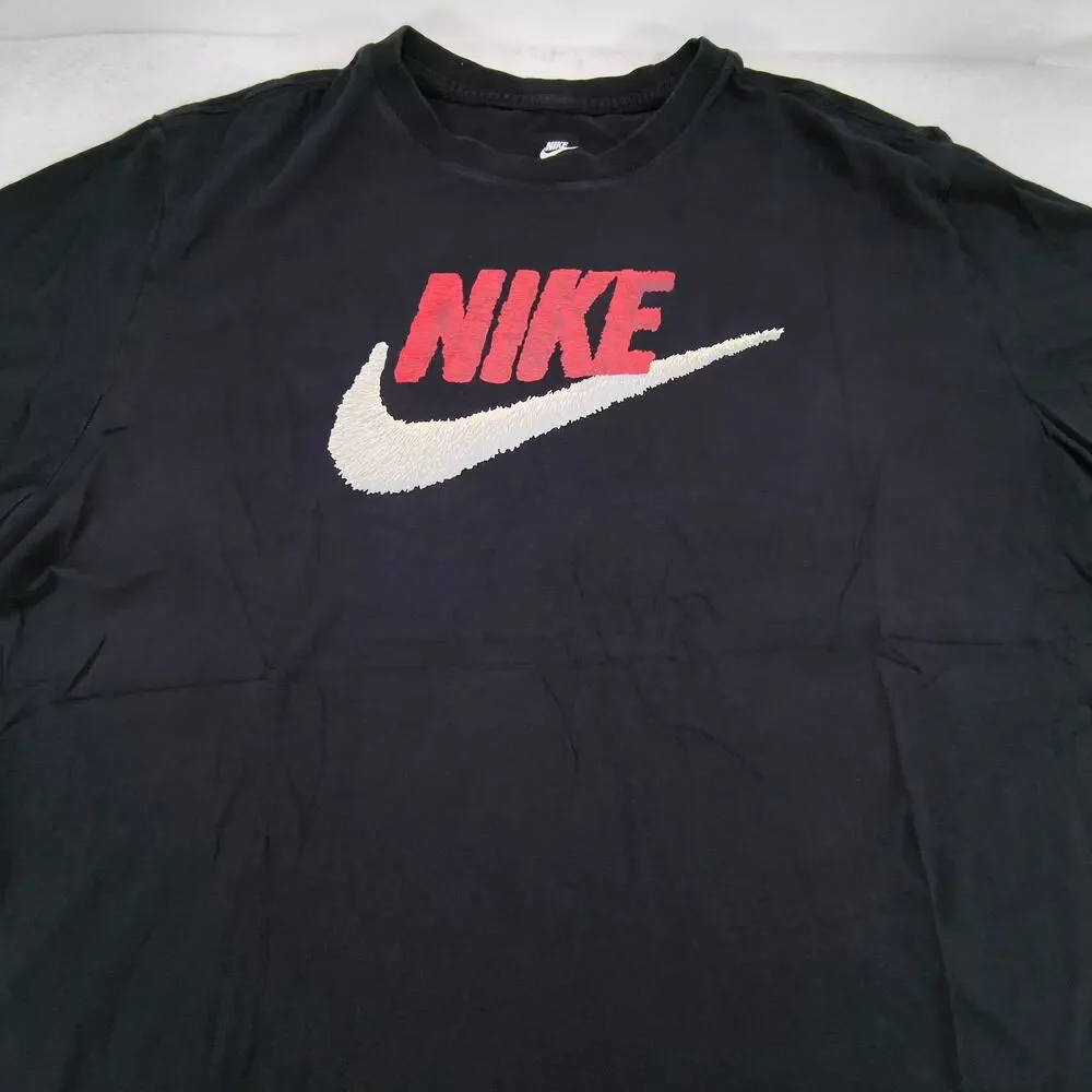 Nike Tee Graphic Crew Neck Short Sleeve Shirt Mens Size Large L Black Red White - Picture 1 of 8